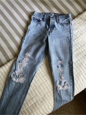 Levi's Light Blue Distressed Boyfriend Jeans